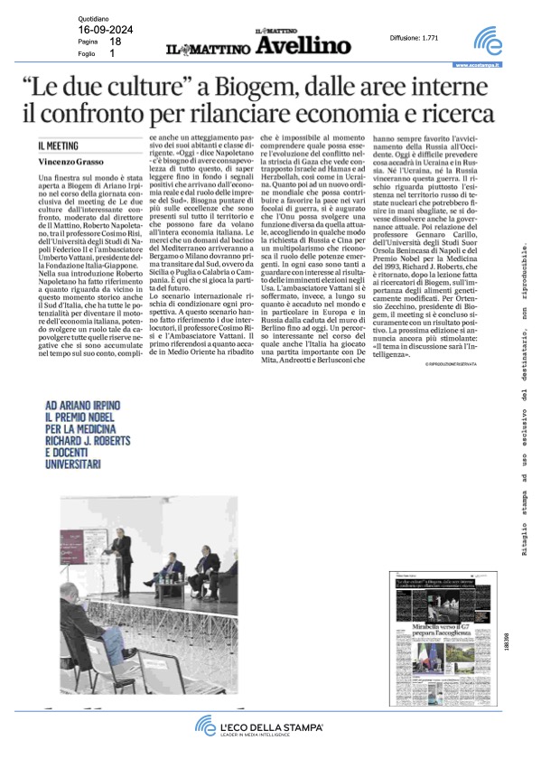 "Le due culture" a Biogem, dalle aree interne il confronto per rilanciare economia e ricerca